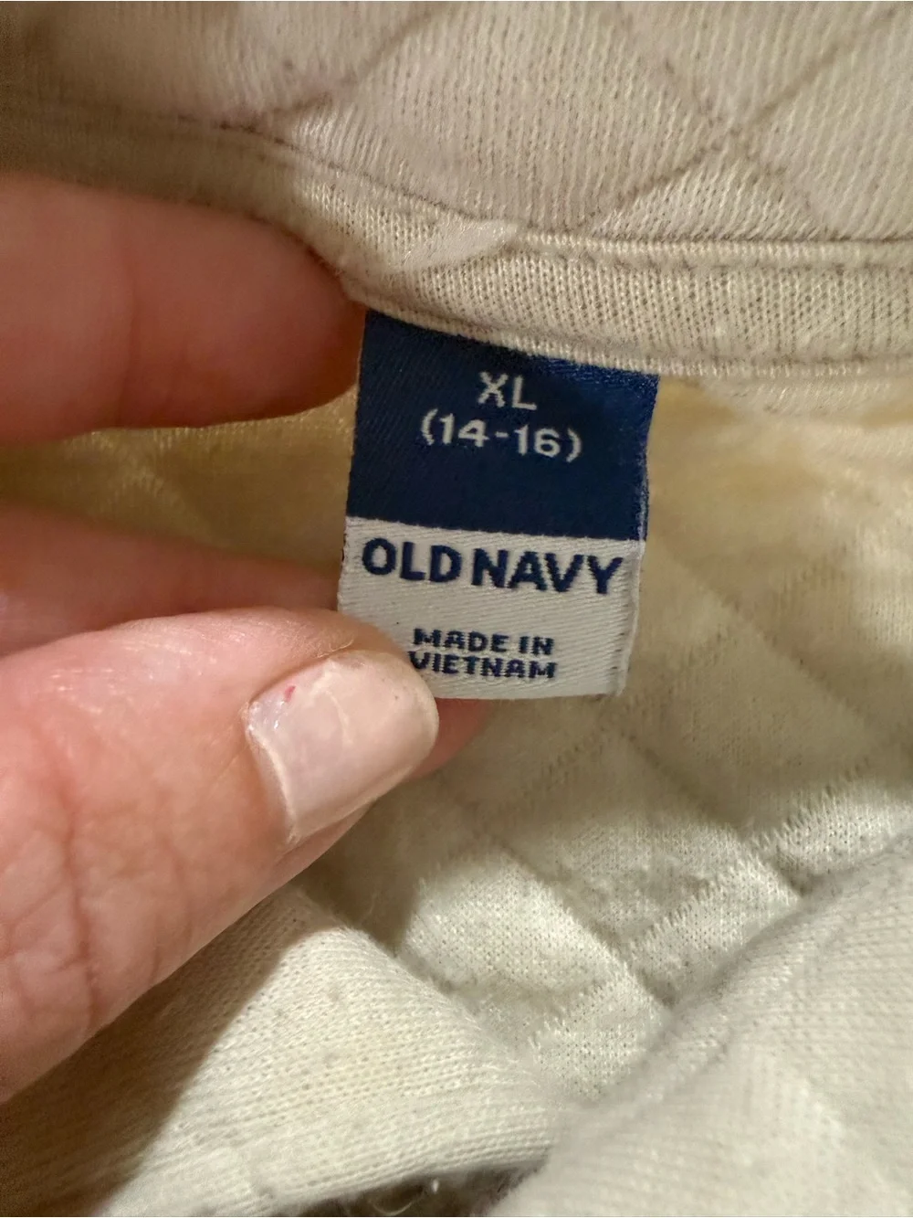 Old Navy Quilted Pullover Sweater Jacket in Light Beige